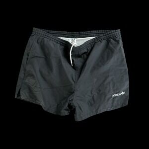 80's Adidas Trefoil Nylon Shorts Medium Black 90s Mesh Lined
